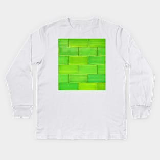 Green Tile Wall Art Decor Wallpaper Pattern Design Kids Long Sleeve T-Shirt